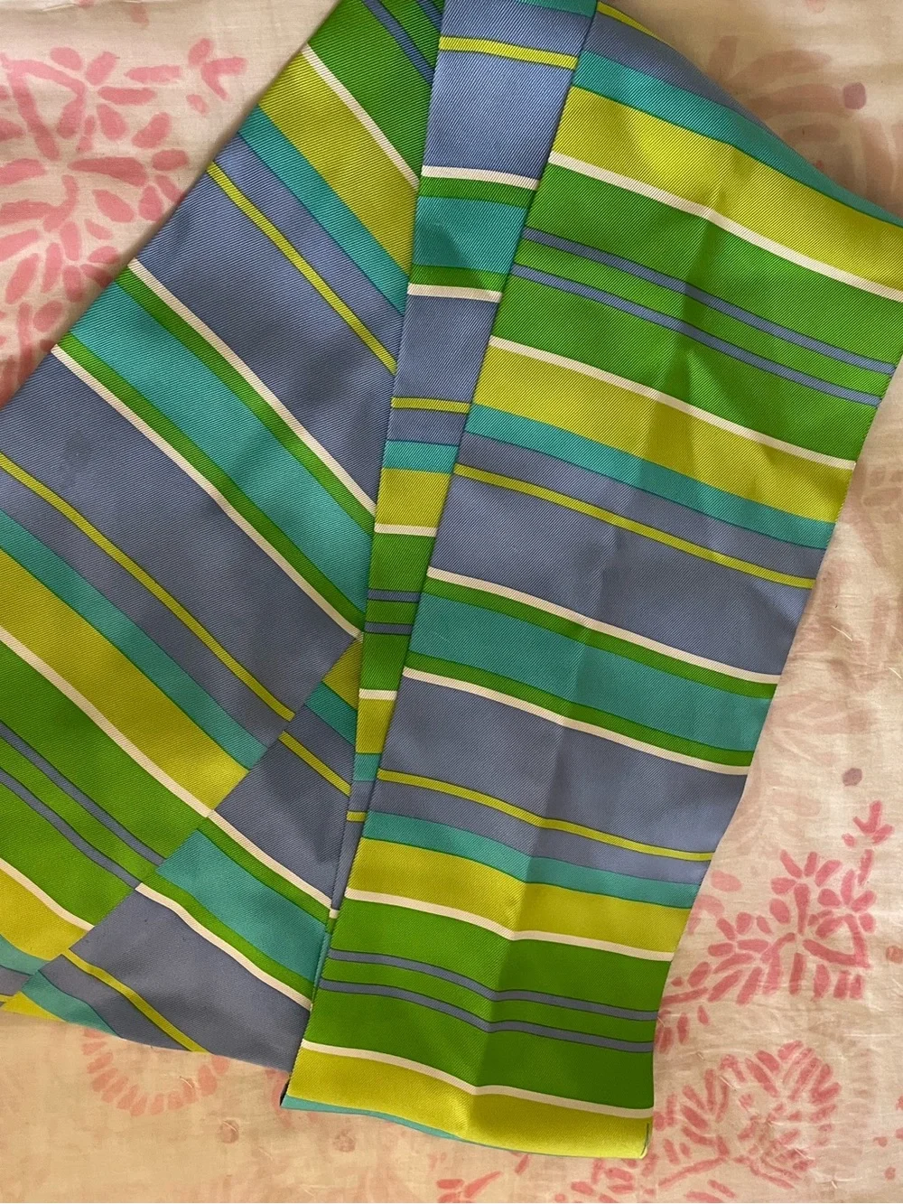 J. McLaughlin Striped Silk Scarf — Blue, Green & Lime